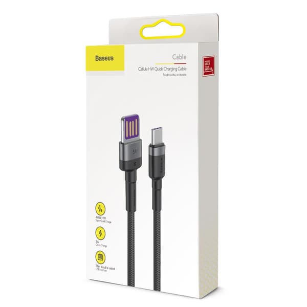 Baseus-kabel Cafule HW QC USB - USB-C 1,0 m grå-svart 40W