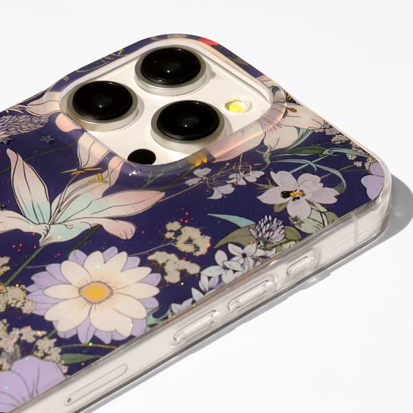 Glow Glam skal för iPhone 16 Pro Max blå
