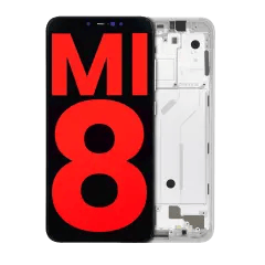 OLED-enhet med ram för Xiaomi Mi 8 (Eftermarknad Plus) (Vit)
