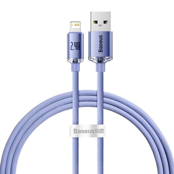 Baseus kabel Crystal Shine USB - Lightning 1,2 m 2,4A lila lila