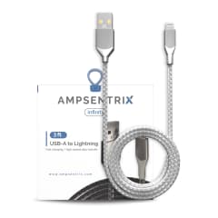 USB Typ A till Lightning-kabel (ej MFI) (1 m / 3 fot) (AmpSentrix Infinity) (Silver) silver