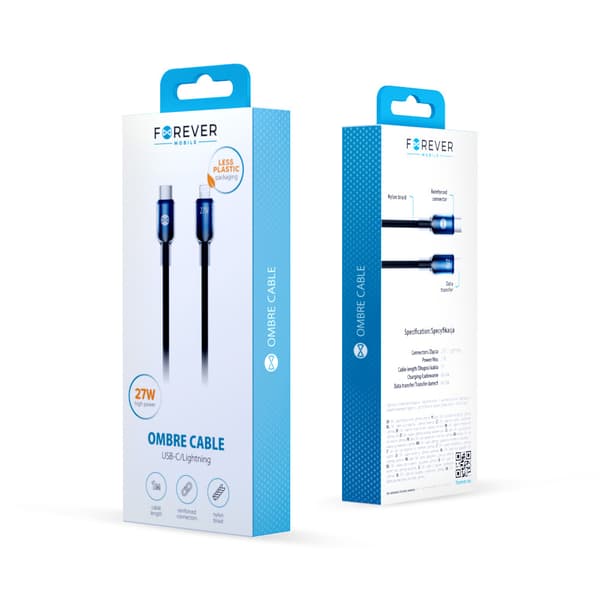 Forever Ombre cable USB-C - Lightning 1.0 m 27W black