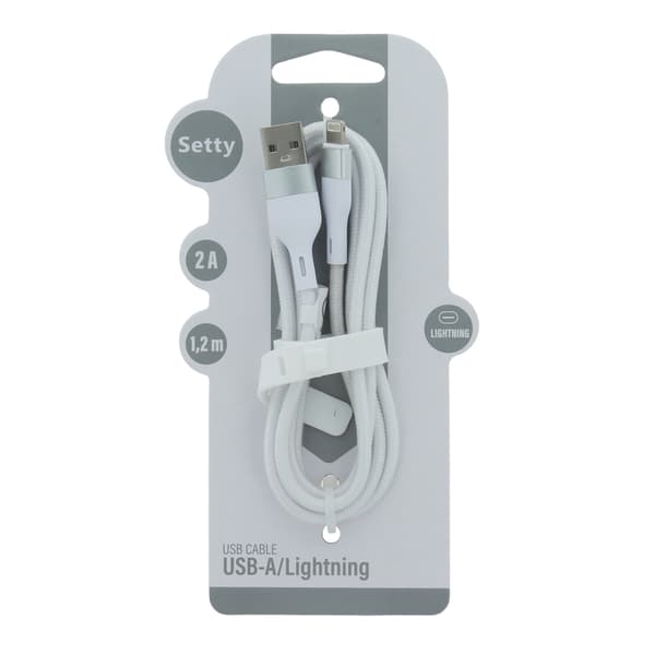 Setty USB - Lightning-kabel 1,2 m 2A KNA-L-1 220 vit vit