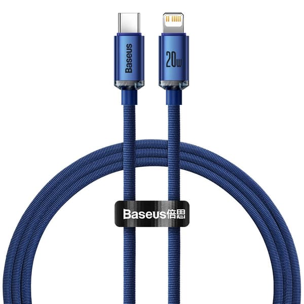 Baseus kabel Crystal Shine USB-C - Lightning 1,2 m 20W blå blå