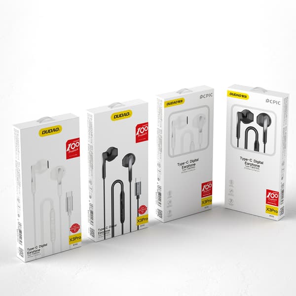 Dudao X3Pro in-ear hörlurar USB-C 1,2m vit
