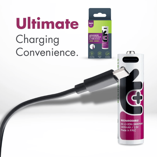 Uniross USB-C 18650 Lithiumbatteri Uppladdningsbar 2000mAh