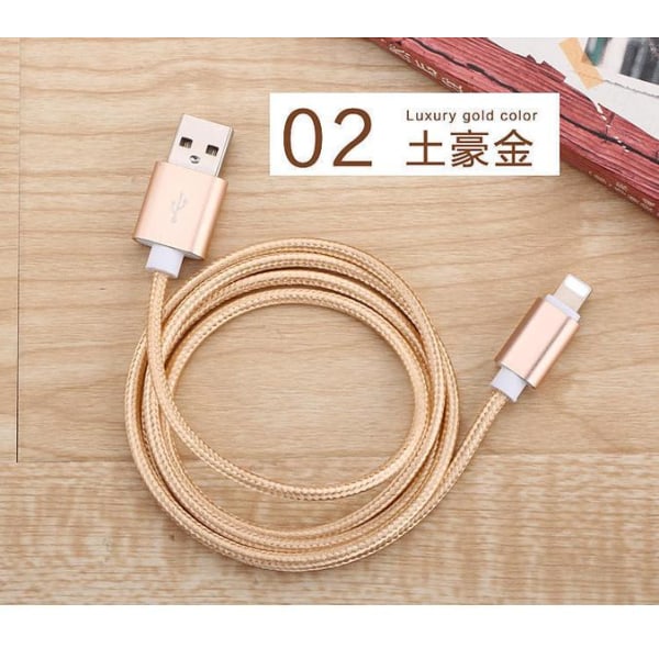 2 st  3 m USB-laddningskabel för iphone rosa