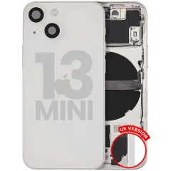 Baksida med smådelar för iPhone 13 Mini (amerikansk version) (begagnad OEM-del: Grade A) (Starlight)