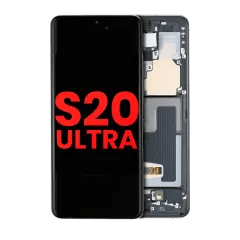 OLED-enhet med ram för Samsung Galaxy S20 Ultra 5G (Eftermarknad Plus) (Cosmic Black) svart