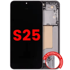 OLED-enhet med ram för Samsung Galaxy S25 5G (USA och internationell) (Eftermarknad Plus) (Silver Shadow)
