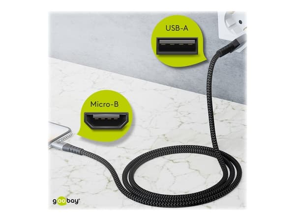 goobay USB-kabel 1m svart Silver