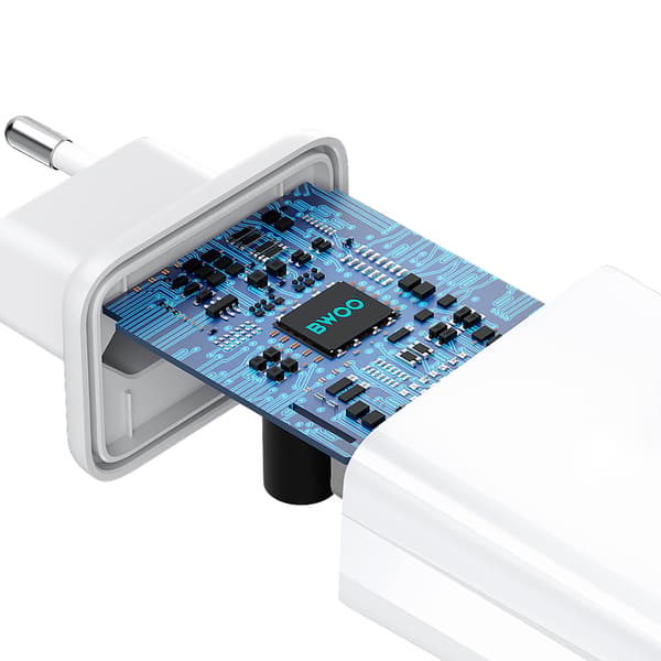 BWOO väggladdare CDA182 QC 38W 1x USB-A + 1x USB-C vit vit