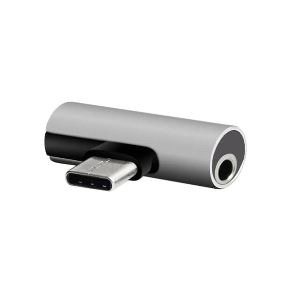 Setty-adapter USB-C - ljudjack 3,5 mm + USB-C AD-C-JC-7 silver