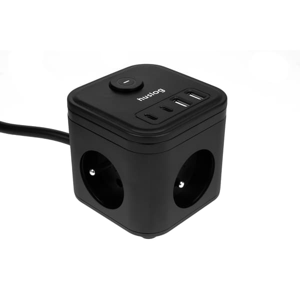 Huslog kubförlängningssladd med USB