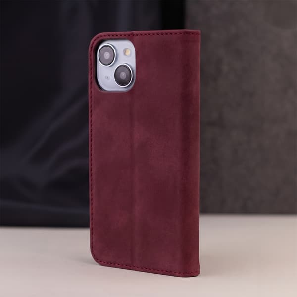 Smart Suede-fodral för iPhone 16e / 17e vinröd