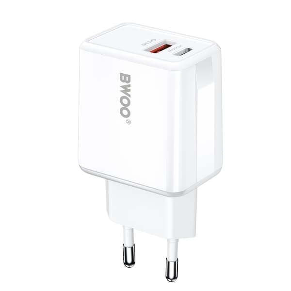 BWOO väggladdare CDA182 QC 38W 1x USB-A + 1x USB-C vit vit