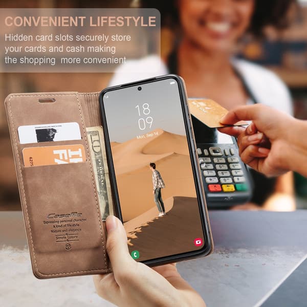 Läderfodral för Samsung S22 Ultra ljusbrun