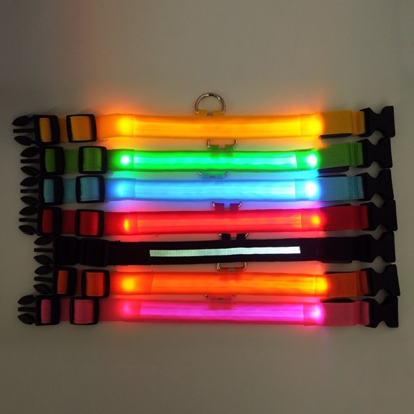 LED-halsband, reflekterande i nylon|orange