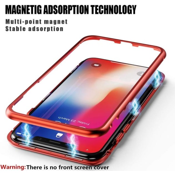 Dubbelsidig magnet fodral med härdat glas för iphone Xs max