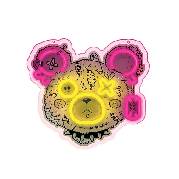 Neon ART LED PUNK TEDDY BEAR rosa-gul FLA01 Forever Light