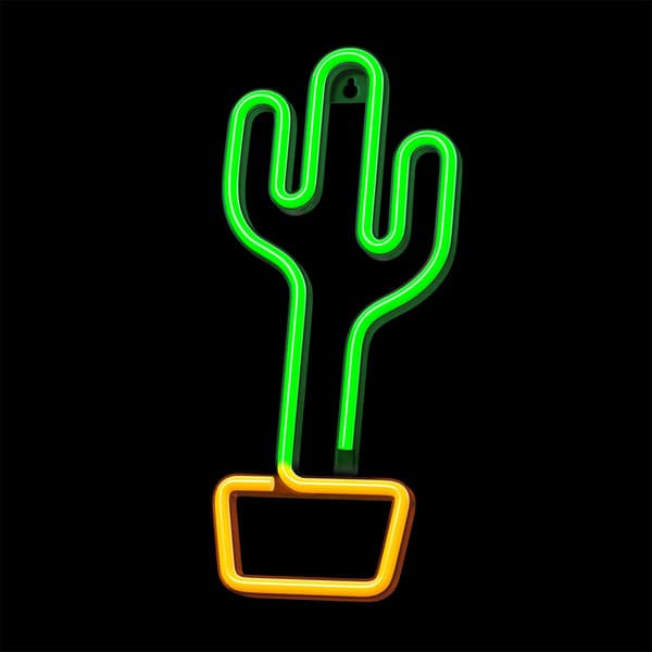 Neon LED-ljus CACTUS orange grön Bat + USB FLNE02 Forever Light