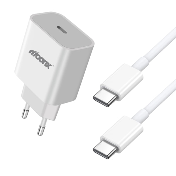 USB-C PD laddare  20W strömadapter med 2 kablar 2m+1m