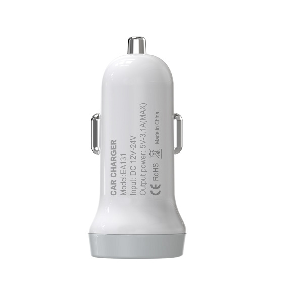 Devia billaddare Smart 2x USB 3,1A vit