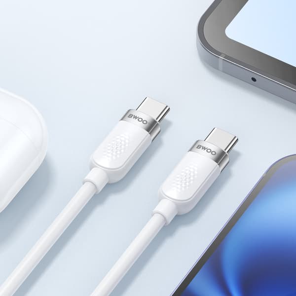 BWOO 65W kabel USB-C - USB-C 1m vit vit