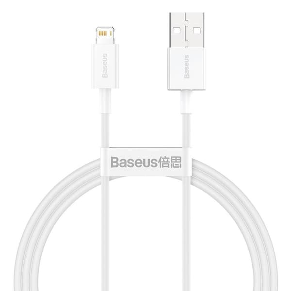 Baseus USB 2.0 till Lightning kabel 1m vit vit