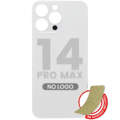 Bakglas med 3M-lim för iPhone 14 Pro Max (ingen logotyp / stort kamerahål) (silver) silver