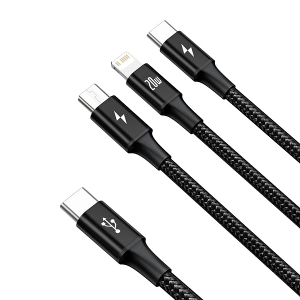 Baseus Cable 3-in-1 Rapid PD USB-C - micro USB + Lightning + USB-C 1.5m Black 20W