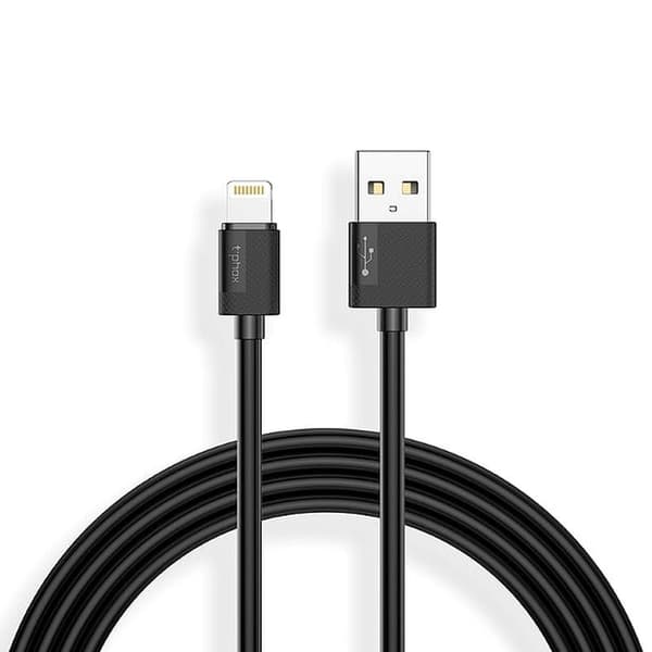 T-PHOX KABEL NETS LIGHTNING SVART 3A ; PVC ; 2M