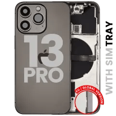 Baksida med smådelar för iPhone 13 Pro (EU / Global version) (Begagnad OEM-dragning: Grade B) (Grafit)