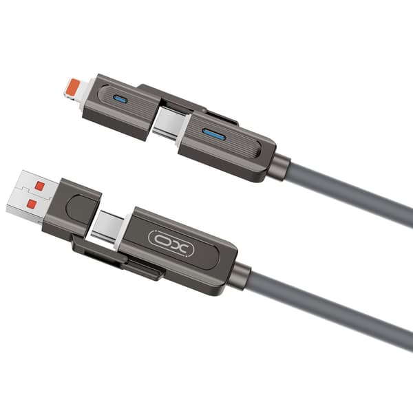 XO-kabel NB275 4-i-1 USB-C - Lightning + USB - USB-C 60W 1,0m grå
