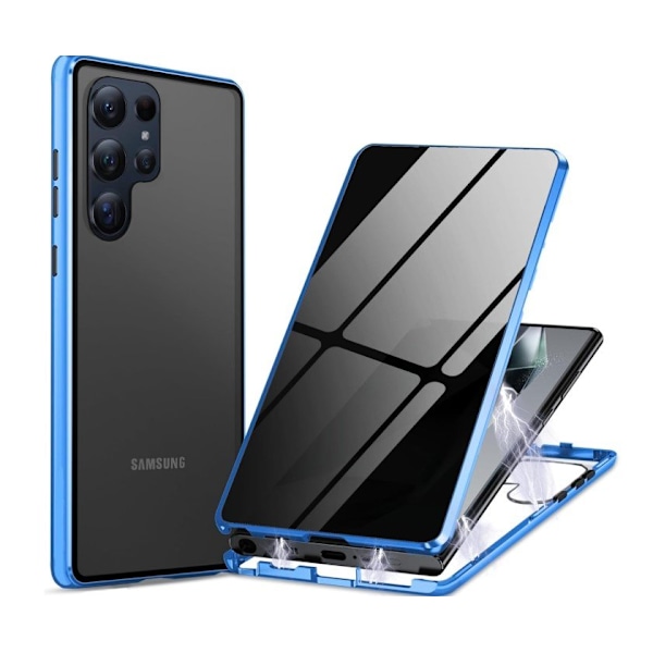 Sekretess magnetiskt fodral för Samsung S25 plus blå blå
