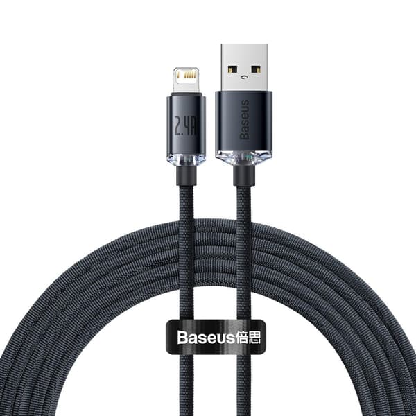 Baseus kabel Crystal Shine USB - Lightning 2,0 m 2,4A svart