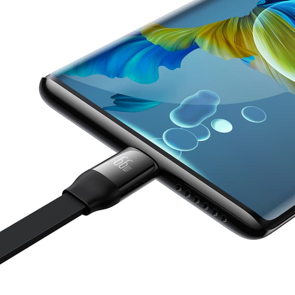 Baseus kabel Bright Mirror 2 3i1 USB - micro USB + Lightning + USB-C 1,1m 66W svart infällbar svart