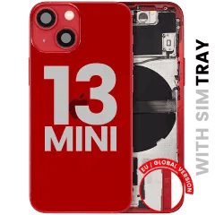Baksida med smådelar för iPhone 13 Mini (EU / Global version) (Begagnad OEM-dragning: Klass A) (Röd)