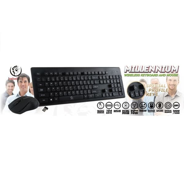Rebeltec trådlöst set: tangentbord + MILLENIUM mus