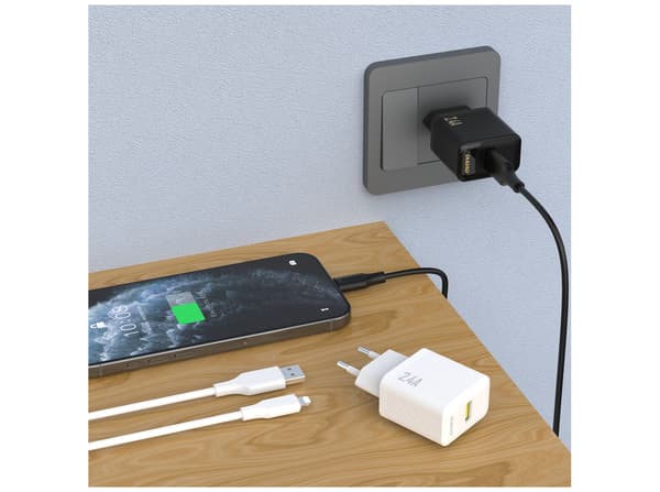 Dudao A23LEU-adapter 12 watt 1xUSB-A (1 m USB-A till Lightning-kabel ingår) vit