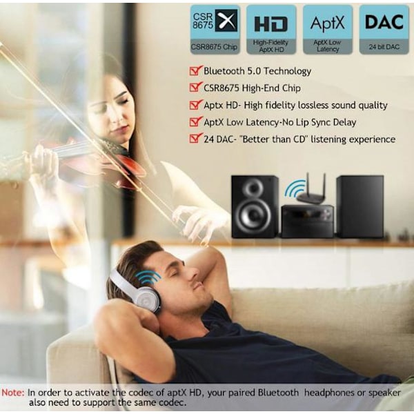 Bluetooth 5.0-sändare,NFC 80m Long Range