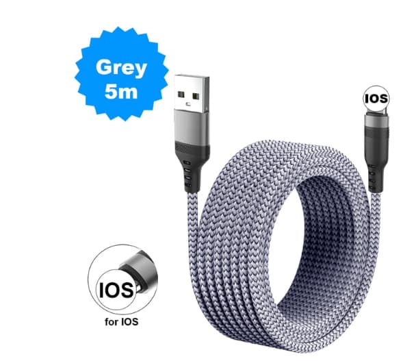 Extra lång  5M iphone  kabel grå