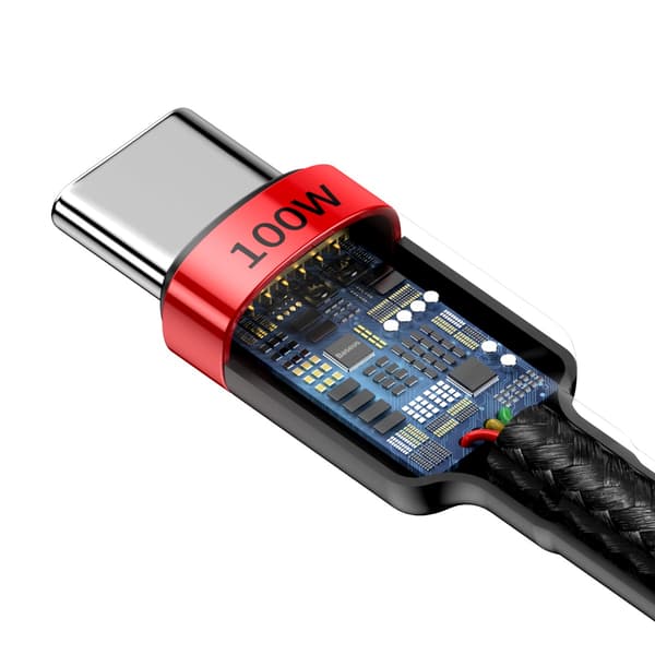 Baseus-kabel Cafule PD USB-C - USB-C 2,0 m 5A röd-svart 100W svart