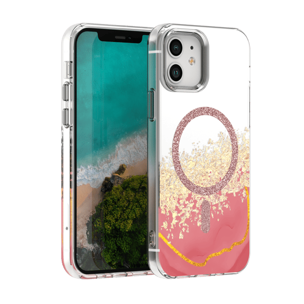 Epoxy Mag skal för iPhone 12 / 12 Pro rosa rosa