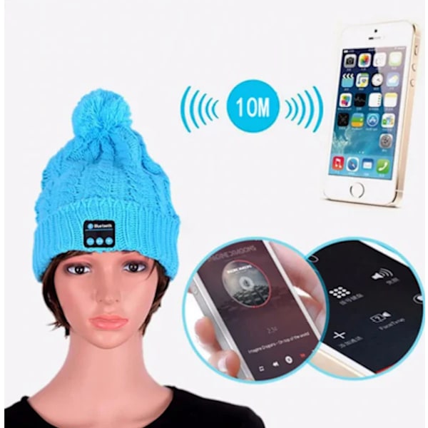 Bluetooth-mössa med tofs, blå