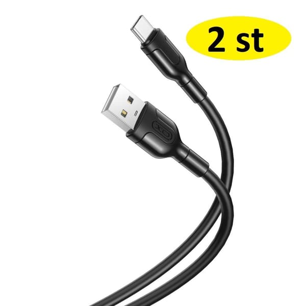 2 st 3 m snabbladdare USB-C svart