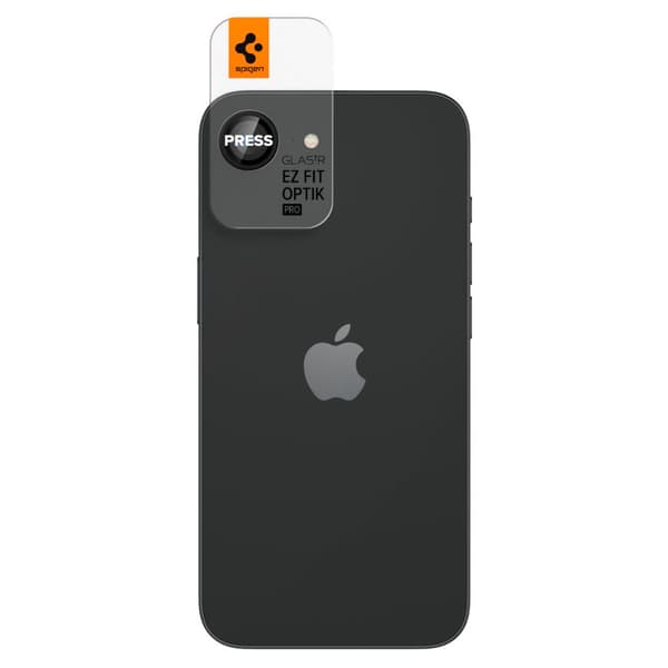 Spigen Optik Pro Glas tR \"EZ Fit\" Kameraskydd 2-pack för iPhone 16E svart