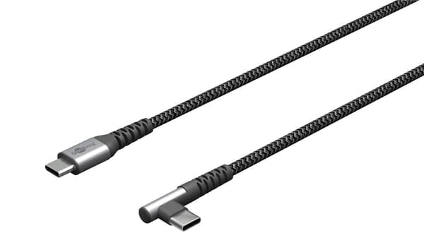 Goobay - USB-C ™ to USB-C ™ Textile Cable with Metal Plugs (Space Grey/Silver), 1 m