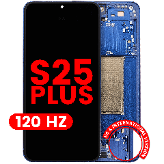OLED-enhet med ram för Samsung Galaxy S25 Plus 5G (USA & internationell version) (Eftermarknad Plus) (120Hz) (Marinblå) blå