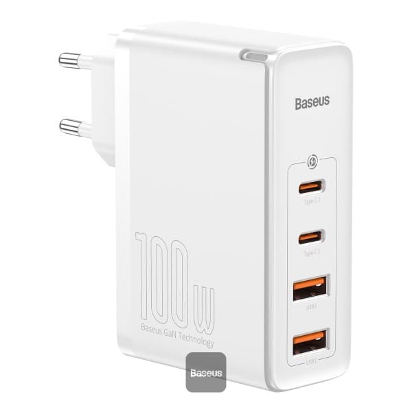 Baseus GaN2 Pro - Snabbladdare 2xUSB + 2xUSB-C 100W (vit)